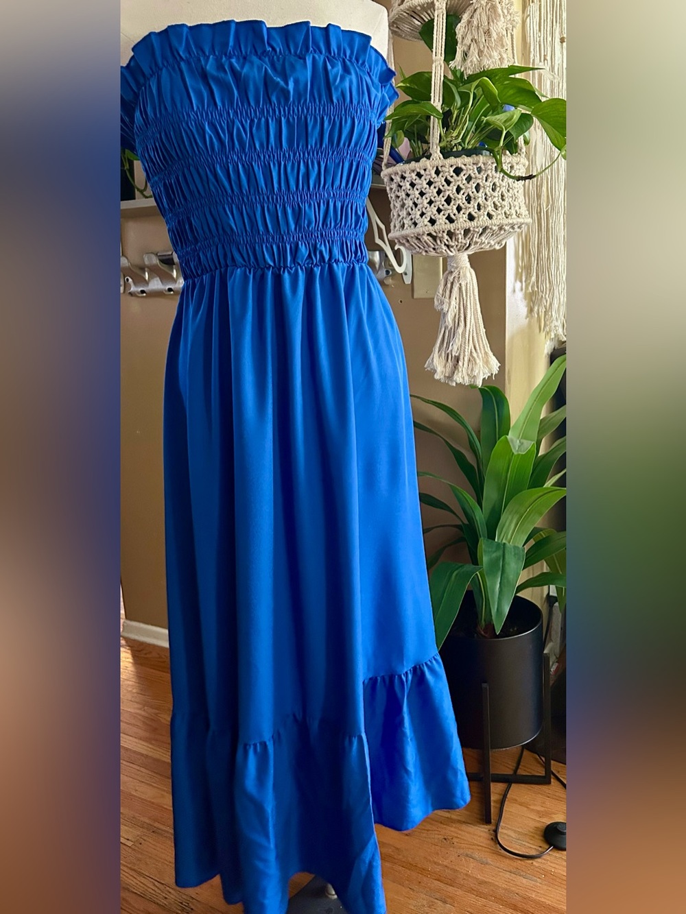 Royal Blue Smocked Maxi Dress